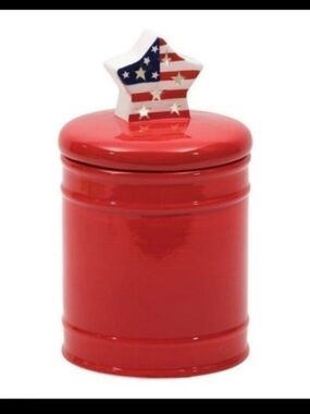 liberty Red and Blue Patriotic Ceramic Canister